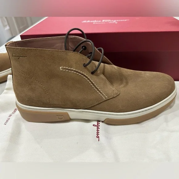 Authentic Salvatore Ferragamo Alder Suede Ankle Lace-Up Boots Size 9.5 - Picture 8 of 12